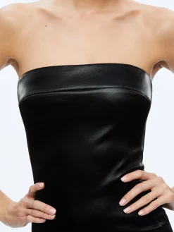 Alice and Olivia VEGAN LEATHER|MINI*KELLY STRAPLESS VEGAN LEATHER MINI DRESS