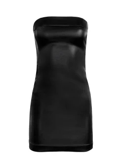 Alice and Olivia VEGAN LEATHER|MINI*KELLY STRAPLESS VEGAN LEATHER MINI DRESS