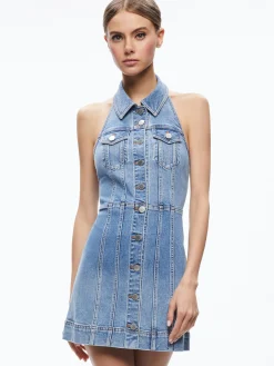 Alice and Olivia JEAN SHOP|MINI*KENDALL DENIM HALTER MINI DRES