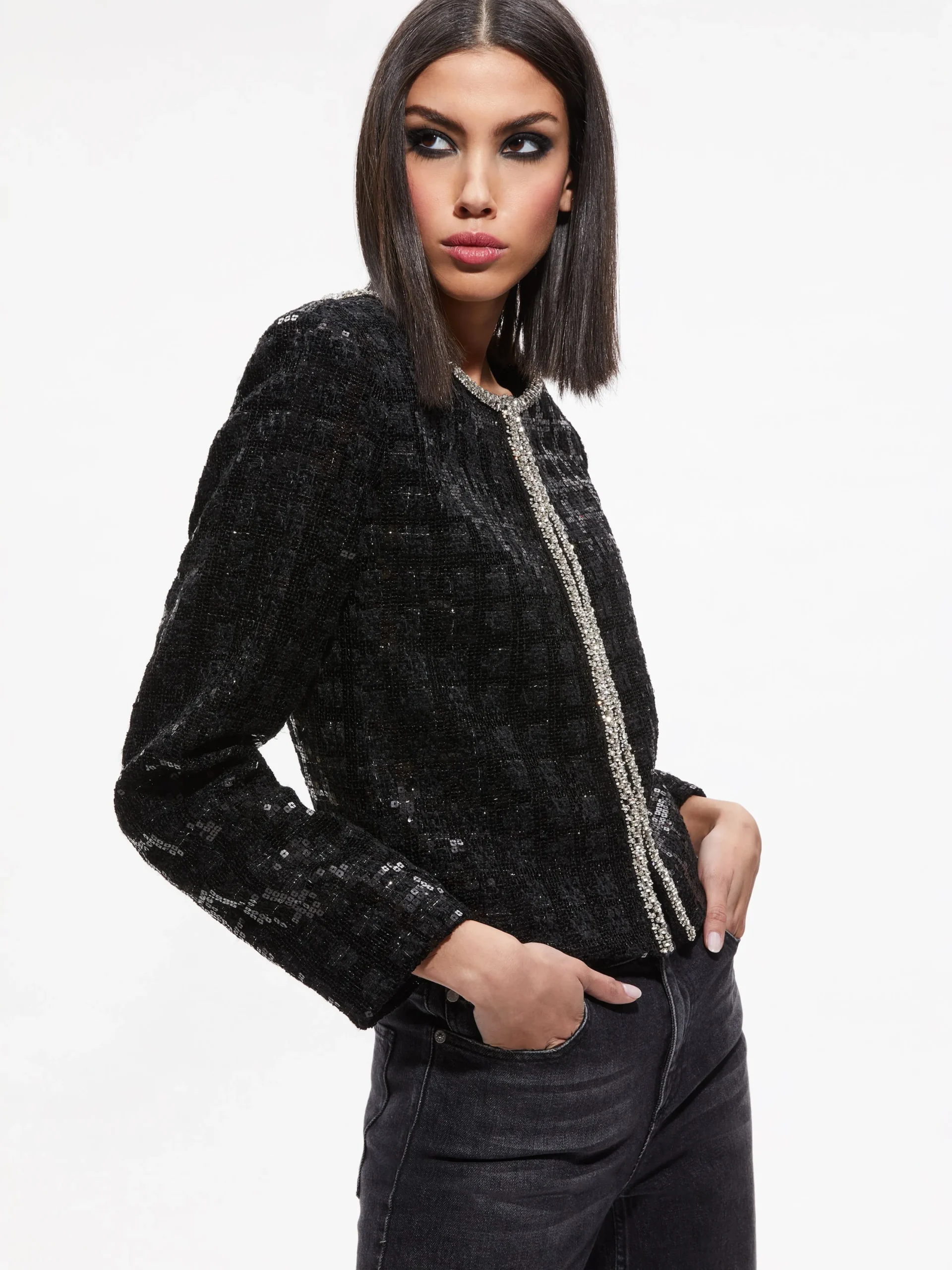 Alice and Olivia JACKETS + COATS*KIDMAN SEQUIN TWEED JACKET