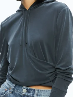 Alice and Olivia ESSENTIALS|TOPS*KIRK WRAP FRONT HOODIE