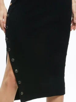 Alice and Olivia ESSENTIALS|VALENTINE'S DAY EDIT*LALITA SIDE SNAP MIDI DRESS