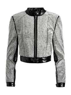 Alice and Olivia STACEY'S FAVORITES|JACKETS + COATS*LARI CRYSTAL EMBELLISHED LEATHER JACKET