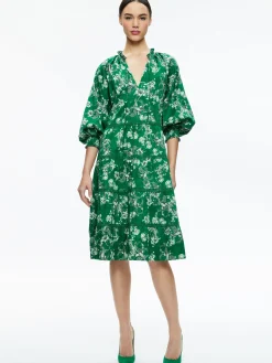 Alice and Olivia MIDI|DRESSES*LAYLA TIERED RUFFLE MIDI DRESS