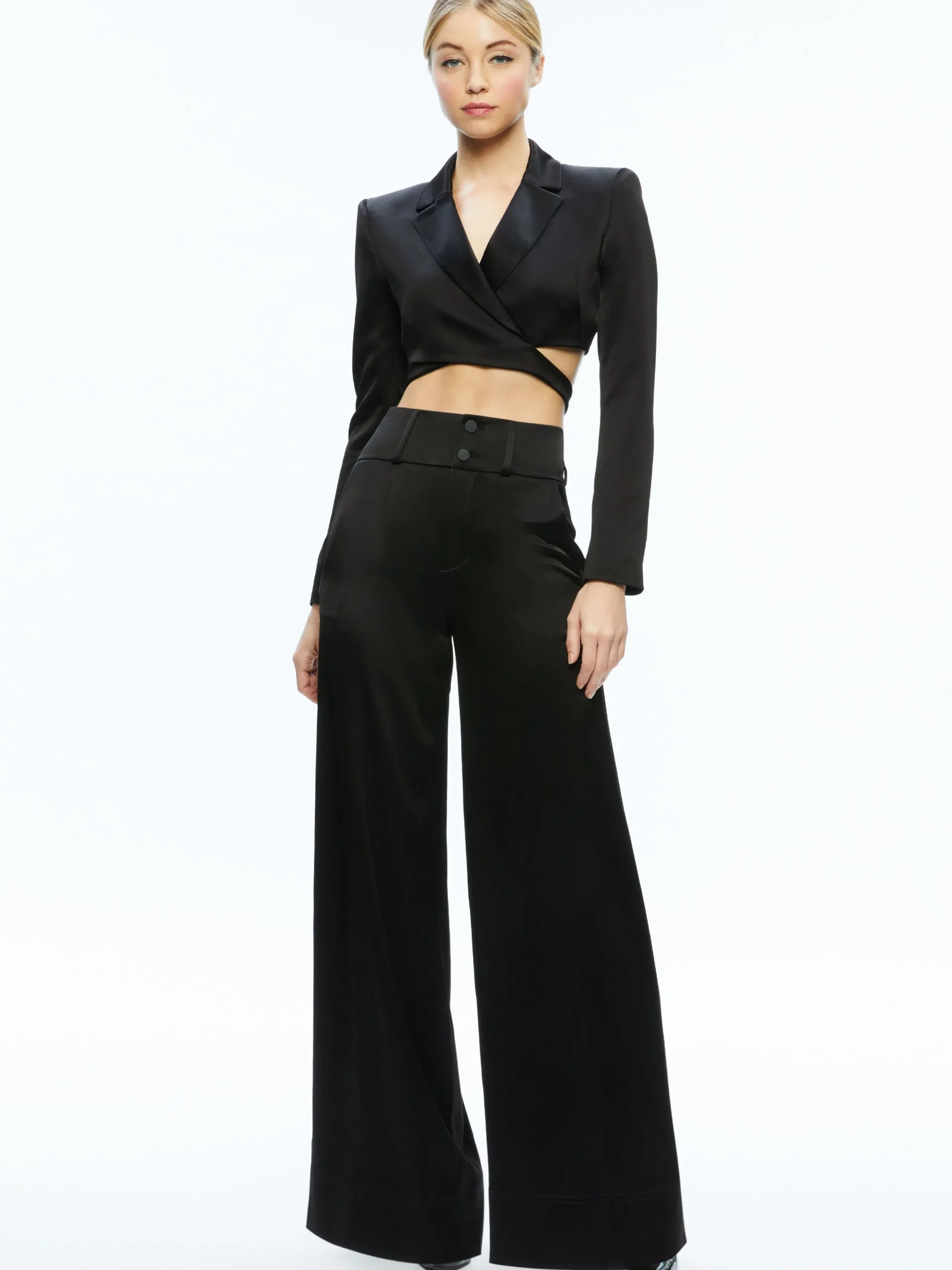 Alice and Olivia SUITS|TOPS*LEONE CROPPED WRAP BLAZER