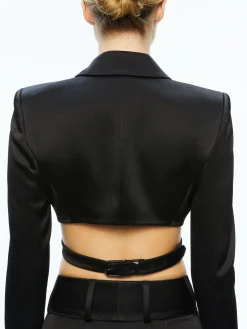 Alice and Olivia MATCHING SETS*LEONE CROPPED WRAP BLAZER + MAME HIGH RISE WIDE LEG PANT