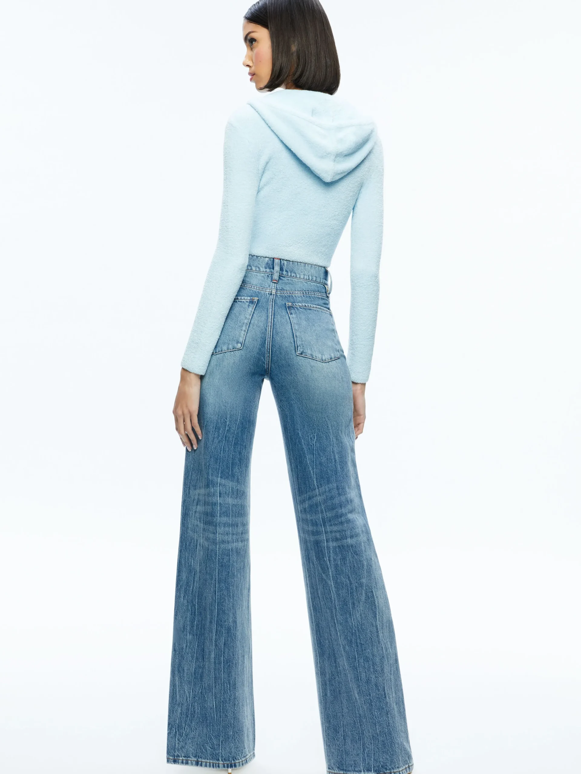 Alice and Olivia SWEATERS*LIDELL CROPPED ZIP UP HOODIE