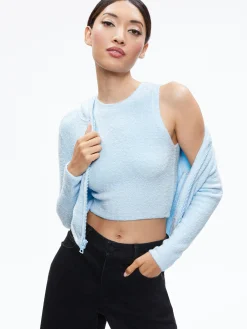 Alice and Olivia MATCHING SETS*LIDELL CROPPED ZIP UP HOODIE + AMITY SLEEVELESS CROPPED TANK