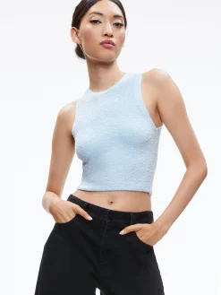 Alice and Olivia MATCHING SETS*LIDELL CROPPED ZIP UP HOODIE + AMITY SLEEVELESS CROPPED TANK