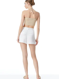 Alice and Olivia TOPS*LIVIA TIE FRONT HALTER TOP