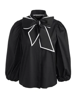 Alice and Olivia ESSENTIALS|THE WORKWEAR EDIT*LOU BOW BUTTON DOWN
