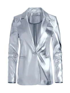 Alice and Olivia VEGAN LEATHER|JACKETS + COATS*MACEY METALLIC VEGAN LEATHER BLAZER