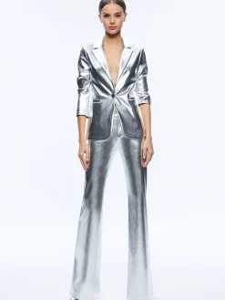 Alice and Olivia MATCHING SETS*MACEY METALLIC VEGAN LEATHER BLAZER + LIVI METALLIC VEGAN LEATHER PANT