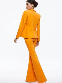 Alice and Olivia MATCHING SETS*MACEY NOTCH COLLAR FITTED BLAZER + CARLI DENIM BRA TOP + BEAUTIFUL HIGH RISE BELL JEAN