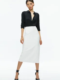 Alice and Olivia VEGAN LEATHER|ESSENTIALS*MAEVE VEGAN LEATHER MIDI SKIRT