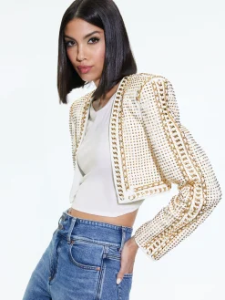 Alice and Olivia JACKETS + COATS*MAIRA CROPPED JACKET WITH CHAIN TRIM