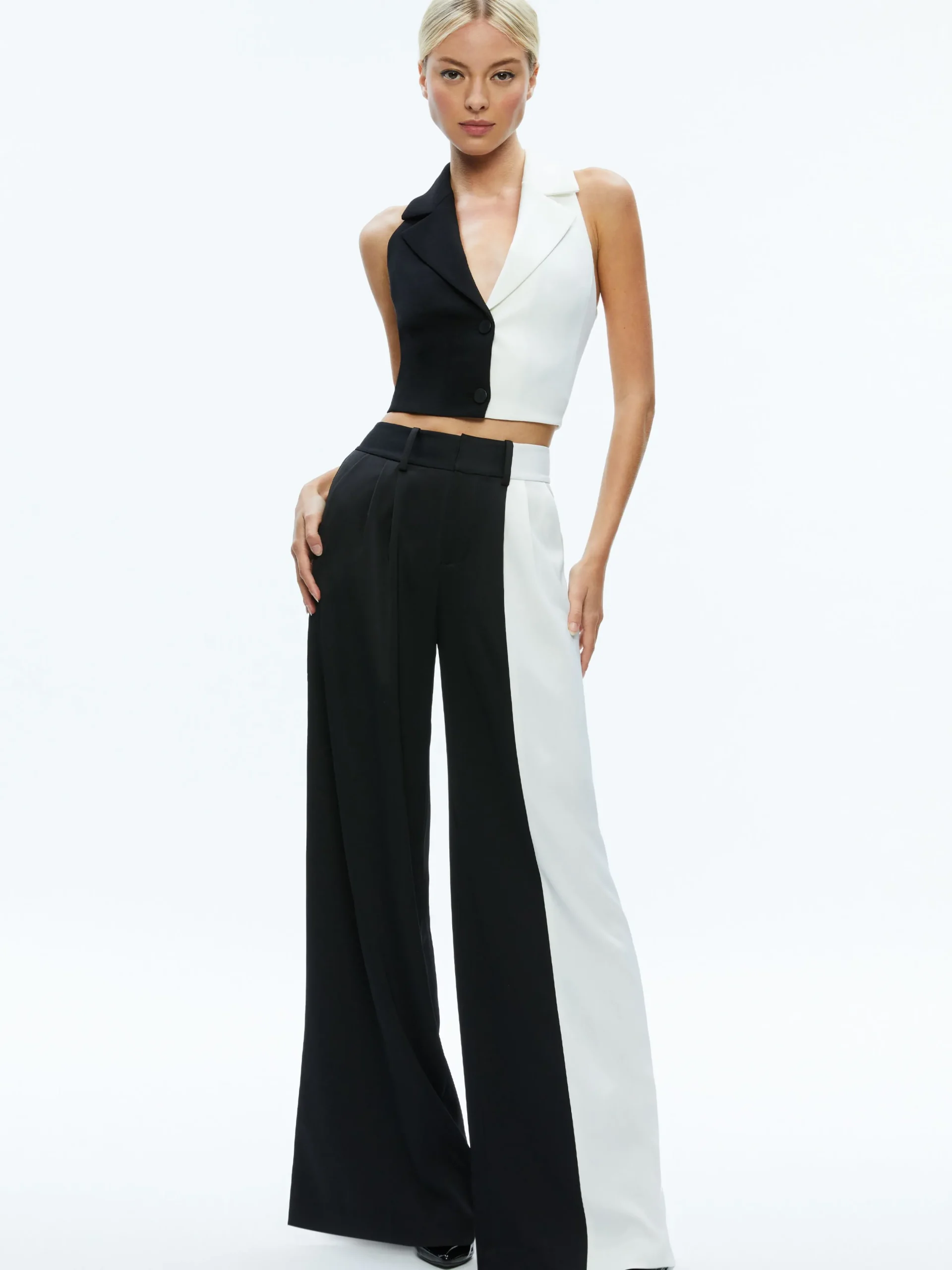 Alice and Olivia MATCHING SETS*MERI COLOR BLOCK BLAZER TOP + POMPEY COLOR BLOCK PANT