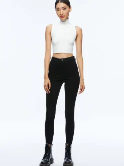 Alice and Olivia PANTS*MIKAH SINGLE BUTTON SUEDE PANT