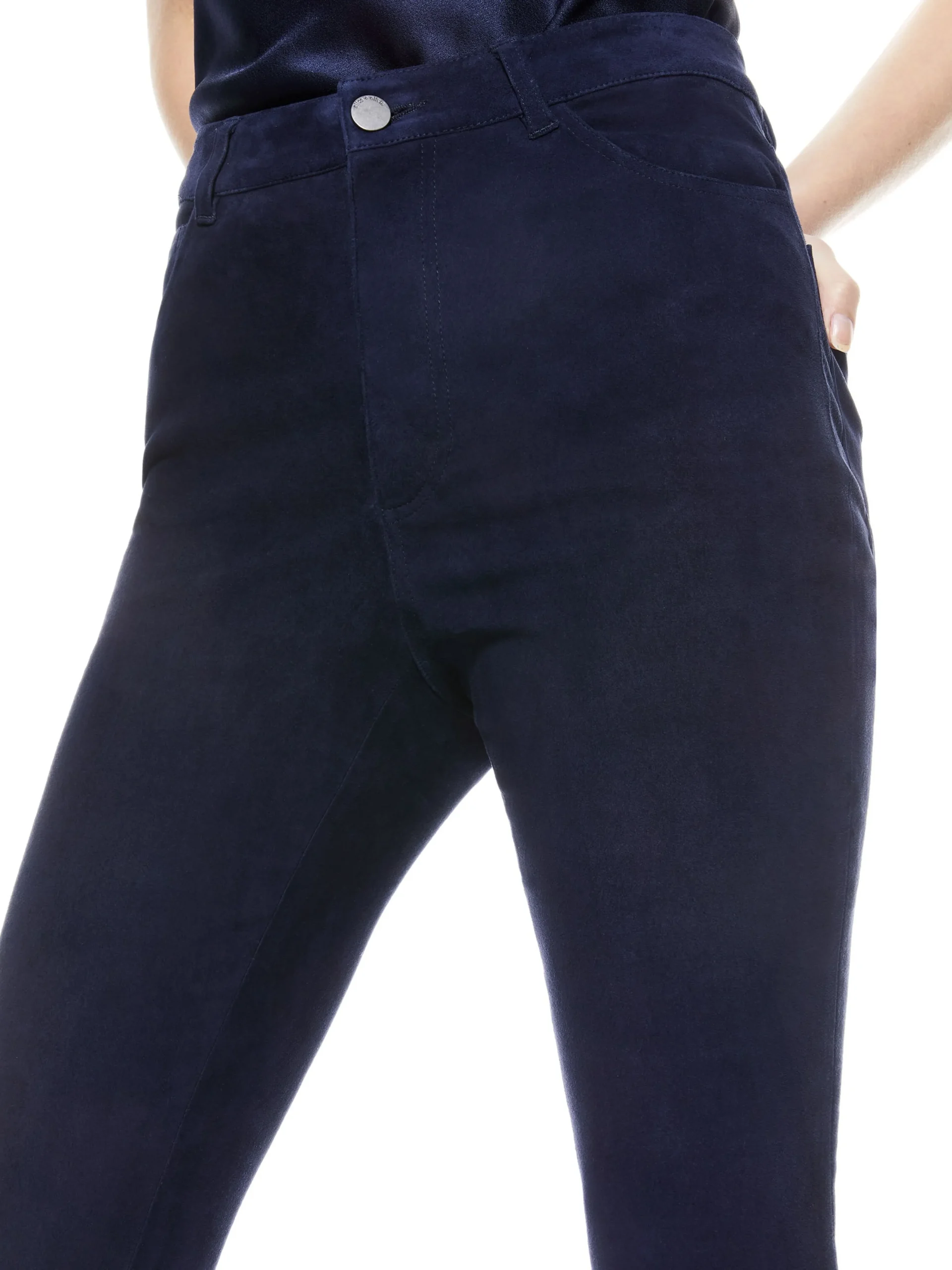 Alice and Olivia PANTS*MIKAH SINGLE BUTTON SUEDE PANT