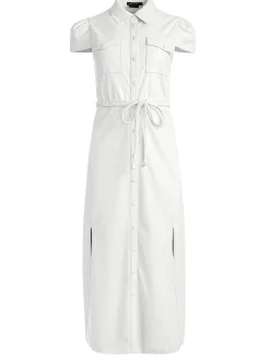 Alice and Olivia VEGAN LEATHER|ESSENTIALS*MIRANDA SHORT SLEEVE VEGAN LEATHER MIDI DRESS
