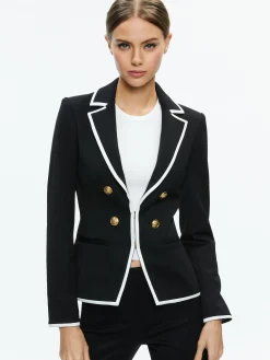 Alice and Olivia MATCHING SETS*MYA CONTRAST PIPING FITTED BLAZER + PRINCESS CONTRAST PIPING PANT