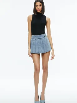 Alice and Olivia STACEY'S FAVORITES|JEAN SHOP*NOAH DENIM PLEATED SKORT