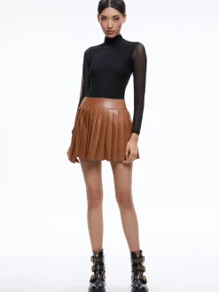 Alice and Olivia VEGAN LEATHER|SHORTS*PURA VEGAN LEATHER PLEATED SKORT