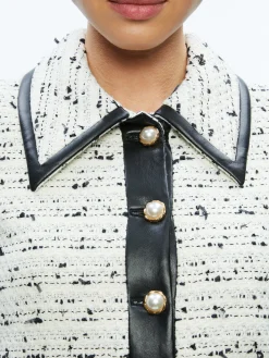 Alice and Olivia VEGAN LEATHER|ESSENTIALS*RENAE CROPPED VEGAN LEATHER JACKET