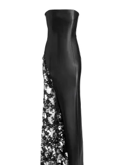 Alice and Olivia VEGAN LEATHER|GUEST OF*RETHA VEGAN LEATHER LACE MAXI DRESS
