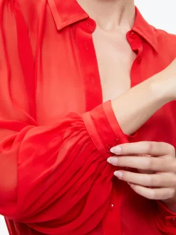 Alice and Olivia TOPS*ROANNE BLOUSON SLEEVE BUTTON DOWN