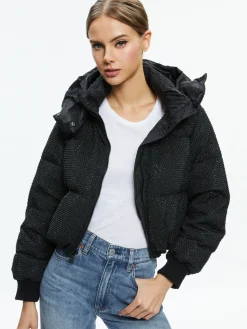 Alice and Olivia JACKETS + COATS*ROBENA CRYSTAL EMBELLISHED CROPPED PUFFER