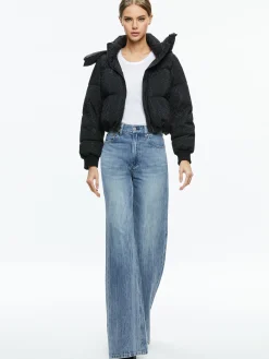 Alice and Olivia JACKETS + COATS*ROBENA CRYSTAL EMBELLISHED CROPPED PUFFER