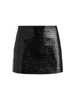 Alice and Olivia VEGAN LEATHER|SKIRTS*RUBI VEGAN LEATHER CROC MINI SKIRT