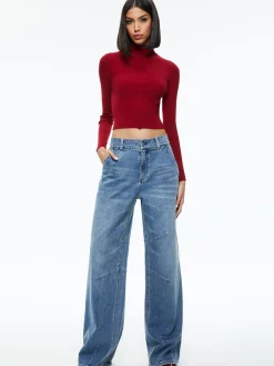 Alice and Olivia SWEATERS*SENAIDA CROPPED MOCK NECK PULLOVER