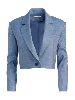 Alice and Olivia JACKETS + COATS*SHAN CROPPED CHAMBRAY BLAZER