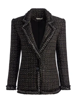 Alice and Olivia SUITS|JACKETS + COATS*SHAN TWEED CHAIN TRIM BLAZER