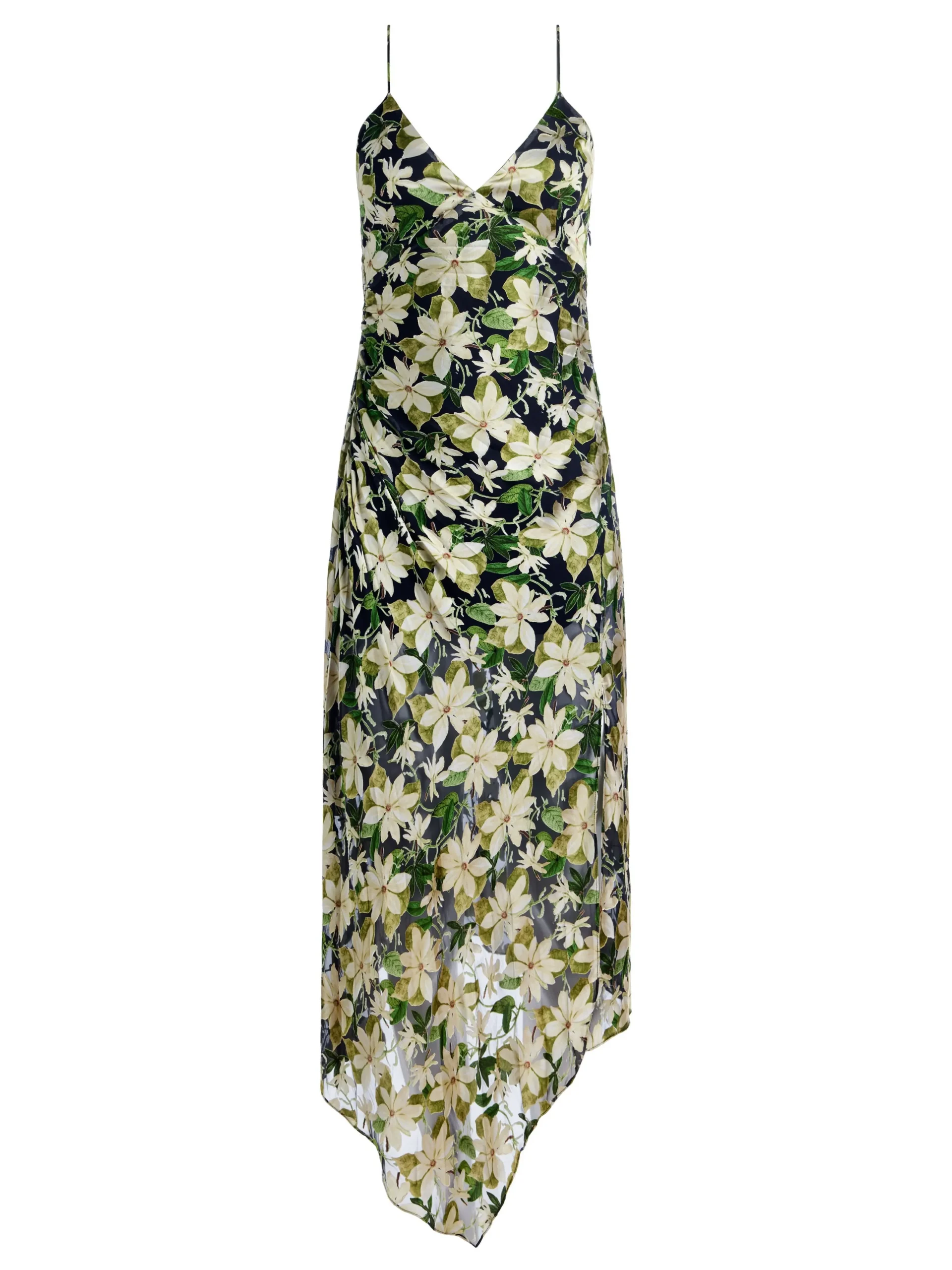 Alice and Olivia GUEST OF|MIDI*SHAWNA ASYMMETRICAL SLIP DRES