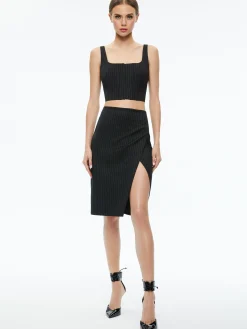 Alice and Olivia ESSENTIALS|SUITS*SIOBHAN FRONT WRAP MIDI SKIRT