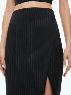 Alice and Olivia ESSENTIALS|SUITS*SIOBHAN FRONT WRAP MIDI SKIRT