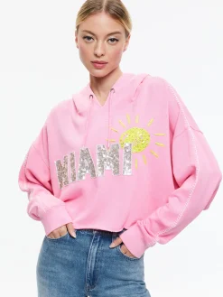 Alice and Olivia SWEATERS|TOPS*SUNNY BOXY CROPPED HOODIE