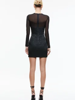 Alice and Olivia MINI|DRESSES*TAKAKO MESH CREW NECK MINI DRESS