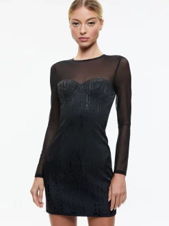 Alice and Olivia MINI|DRESSES*TAKAKO MESH CREW NECK MINI DRESS
