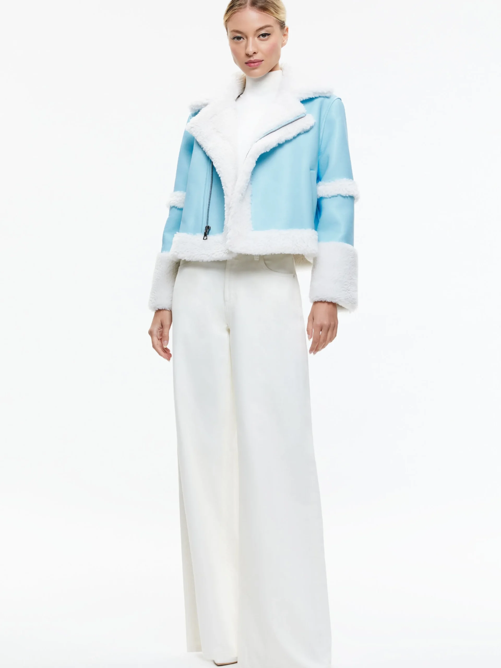 Alice and Olivia VEGAN LEATHER|JACKETS + COATS*TENY VEGAN LEATHER CROPPED COAT