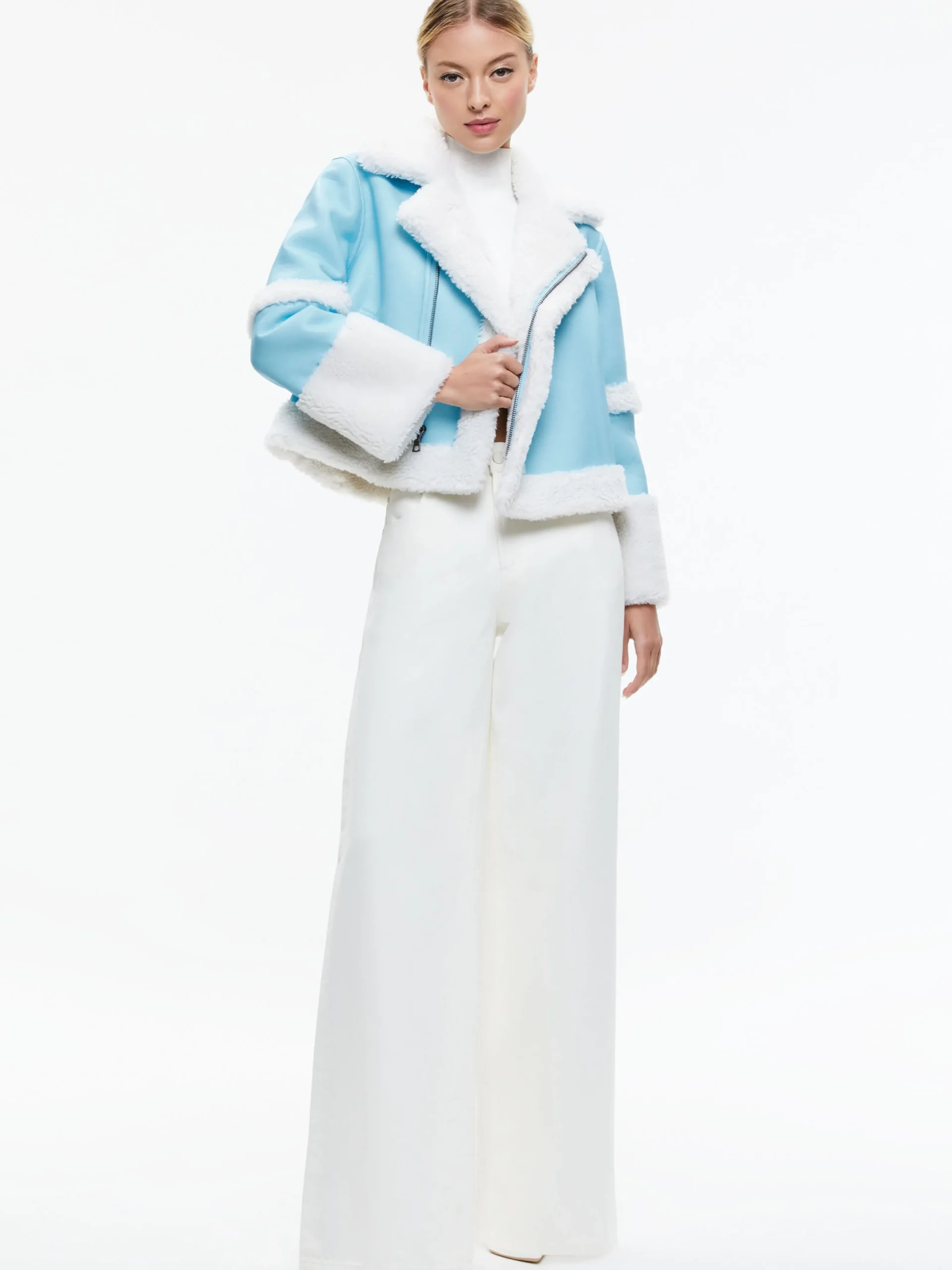 Alice and Olivia VEGAN LEATHER|JACKETS + COATS*TENY VEGAN LEATHER CROPPED COAT