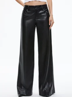 Alice and Olivia VEGAN LEATHER|ESSENTIALS*TRISH VEGAN LEATHER WIDE LEG PANT
