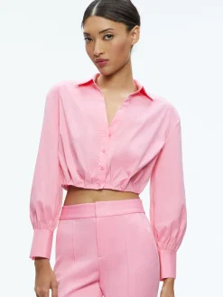 Alice and Olivia VALENTINE'S DAY EDIT|TOPS*TRUDY CROPPED BUTTON DOWN