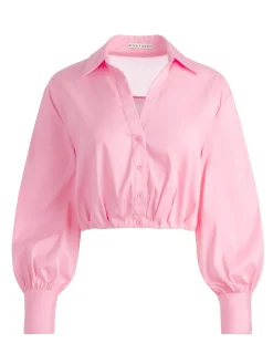 Alice and Olivia VALENTINE'S DAY EDIT|TOPS*TRUDY CROPPED BUTTON DOWN