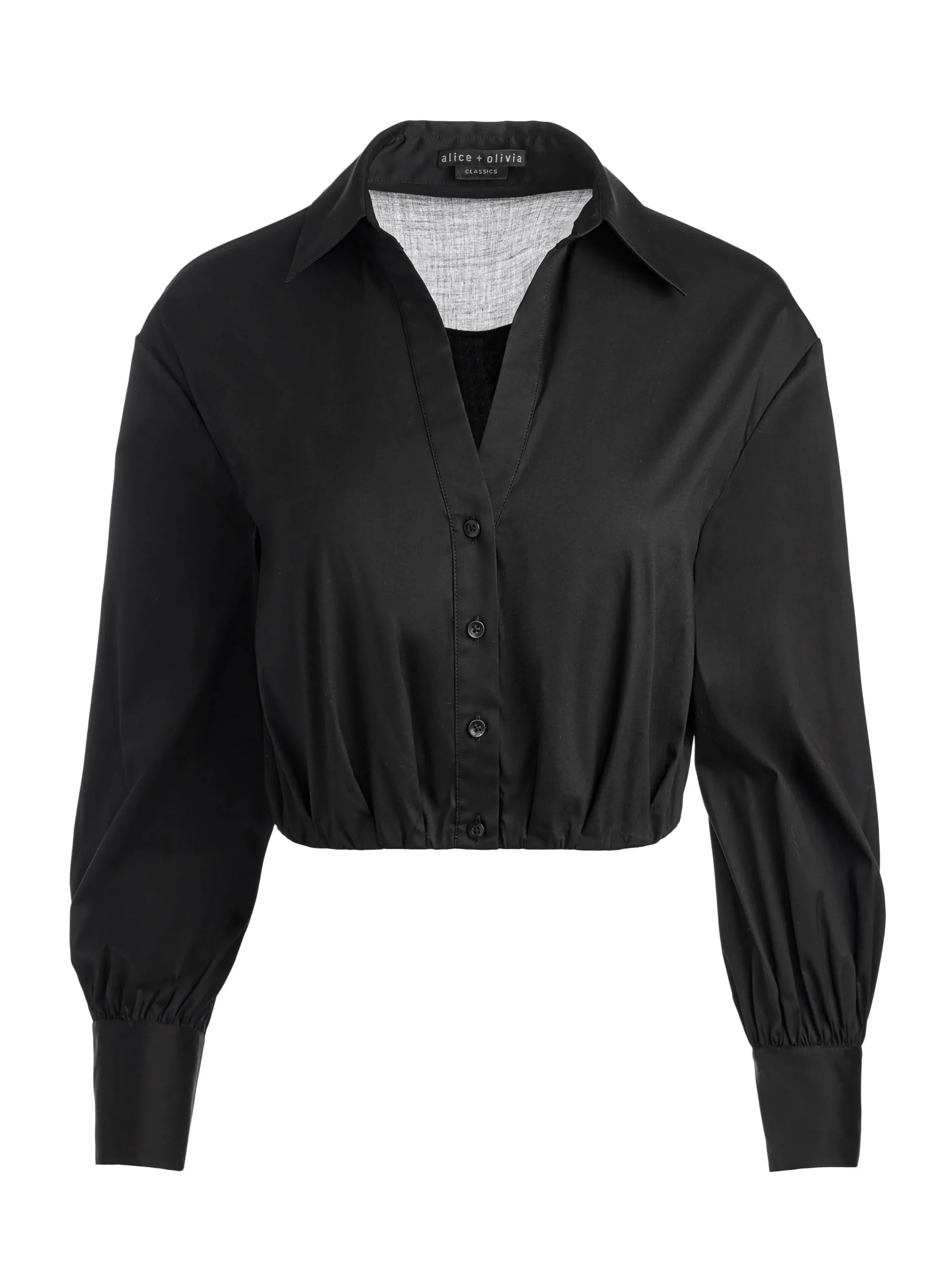 Alice and Olivia ESSENTIALS|TOPS*TRUDY CROPPED BUTTON DOWN