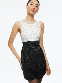 Alice and Olivia GUEST OF|MINI*TRUE EMBELLISHED BODICE MINI DRESS