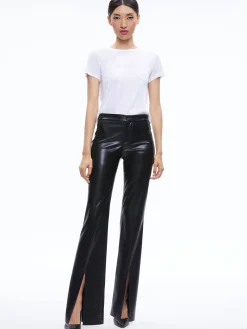 Alice and Olivia VEGAN LEATHER|ESSENTIALS*WALKER VEGAN LEATHER FRONT SLIT PANT
